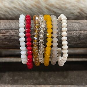Multi-Color Beaded Bracelet Set of 7. Great for Valentine’s